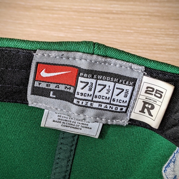 Vintage Nike Boston Celtics Hat Baseball Cap Flex Fitted L Large 7⅜ 7½ 7⅝ VTG Bk - Picture 6 of 7